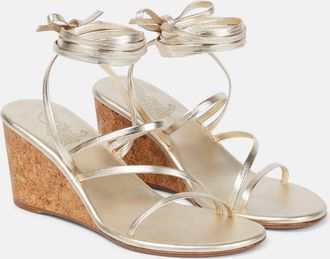 Ancient Greek Sandals Lithi metallic leather wedge sandals