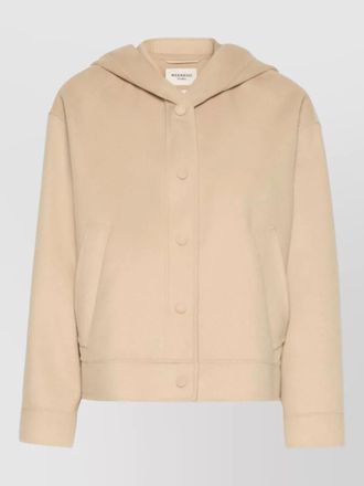 Max Mara wool hooded cropped single breasted coat