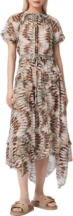 AllSaints Lamaia Handkerchief Cotton Midi Dress in Oceano Soft Pink at Nordstrom, Size 10 Us