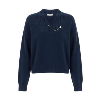 Kocca Truien & Vesten, Dames, Blauw, M, Wol, Rodopiano V-hals Gebreid