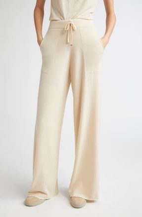 Eleventy Merino Wool Wide Leg Pants in 02A-01 Beige And White at Nordstrom, Size Xx-Small