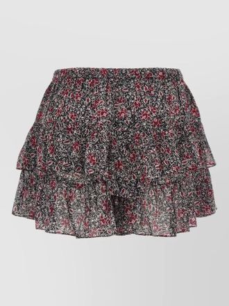 Isabel Marant jacadia shorts floral pattern ruffle waistband