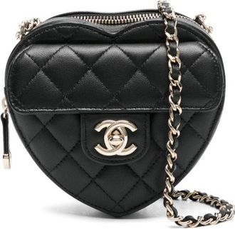 Chanel 2022 mini Heart cross body bag - women - Leather - One Size - Black