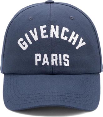 Givenchy Geborduurd Logo Navy Blauwe Katoenen Hoed - Heren - Petten - Blauw - ONE Size - Katoen - Accessoires