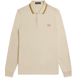 Fred Perry Long Sleeve Twin Tipped Oatmeal Beige Poloshirt
