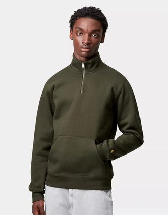 Carhartt Work in Progress Mens CARHARTT CHASE ZIP NECK SWEATSHIRT OLIVE/GOLD - Tan - Size: 40