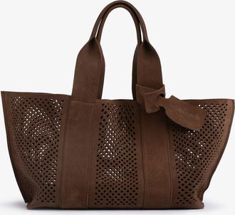 Pedro Garcia Tote bag in dark brown suede | Perfed tote | Spring Summer 26 | PEDRO GARCIA