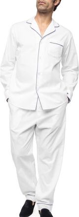 Petite Plume Classic Cotton Twill Pajama Set in White at Nordstrom, Size X-Large