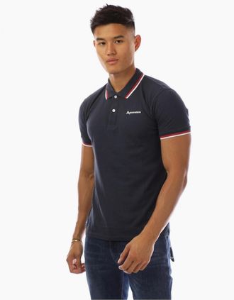 Aquascutum Mens Slim Fit Short Sleeve Polo Shirt - Navy/Multi - Size: 38