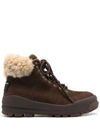 Polo Ralph Lauren shearling-trim hiking boots - unisex - Rubber - 5.5 - Brown