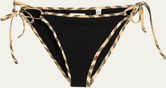 Burberry Check-Trim String Bikini Bottoms
