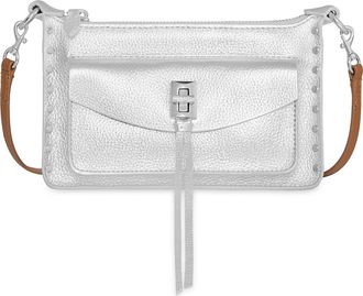 Rebecca Minkoff Mini Darren Top Zip Leather Crossbody Bag in Silver/Tawny at Nordstrom