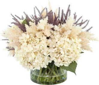 Creative Displays Inc. Handmade 25 Fall Wreath With Hydrangeas, Thistle & Fig Leaves