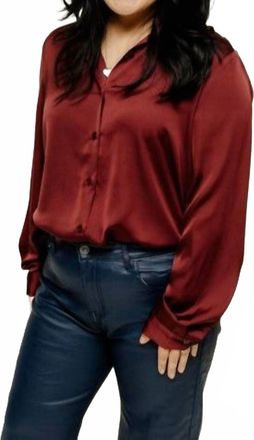 Skies Are Blue Clothing Womens Beckett Satin Button Down Shirt In Merlot