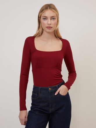 Nobody's Child Red Scoop Neck Jersey Top