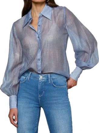 L'agence Jayleen Button Down Blouse In Pale Harbor Blue