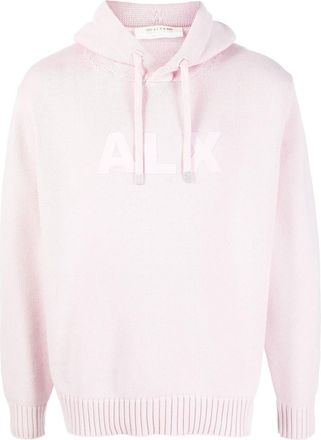 Alyx logo-print knitted hoodie - men - Cotton - M - Pink