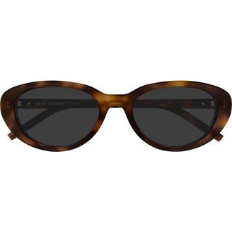 Saint Laurent 55mm Round Sunglasses in Havana at Nordstrom
