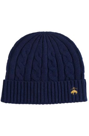 Brooks Brothers Cashmere Blend Classic Cable Hat in Navy at Nordstrom