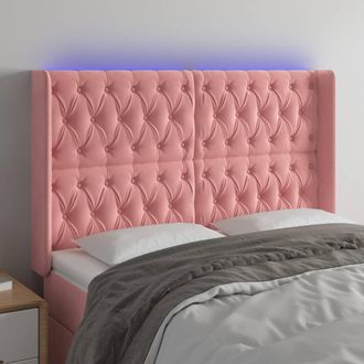 vidaXL Cabecero Con Led De Terciopelo Rosa 163x16x118/128 Cm Vidaxl