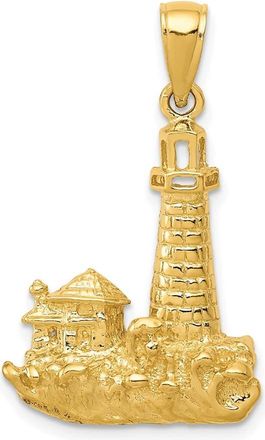 Diamond2Deal 14k Yellow Gold Lighthouse Pendant
