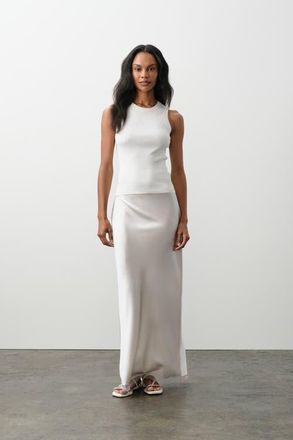 Naked Cashmere Silk Slip Skirt w/ Tulle Trim in Marble at Nordstrom, Size X-Small