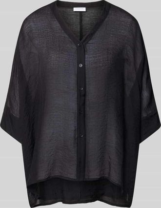 Comma Relaxed Fit Bluse aus Viskose-Mix mit V-Ausschnitt in Black, Gr&ouml;&szlig;e XL