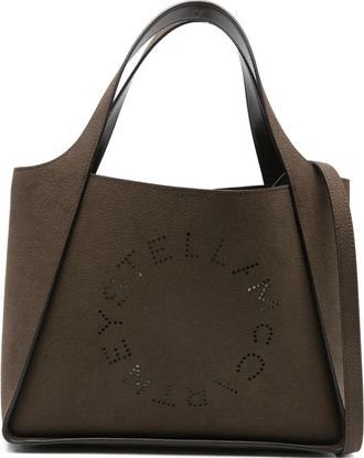 Stella McCartney Borsa tote con logo traforato - Marrone