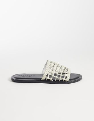 Asos Fabiola - Sandali sabot premium intrecciati in pelle bianchi-Bianco
