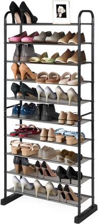 Costway Costway - Zapatero De 10 Niveles, Organizador Zapatero Para 50 Pares Con Estantes Desmontables Y Estructura De Metal, Torre De Zapatos De Gran Capacid