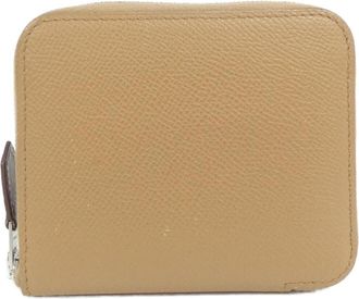 Herm&egrave;s Silkin Jaune Epsom Leather Silk Coin Purse/Coin Case (Pre-Owned)