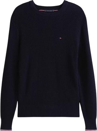 Tommy Hilfiger RWB Rib Crew Neck Jumper - Heren - Ronde hals truien - Blauw - XL - Katoen - Truien & Vesten