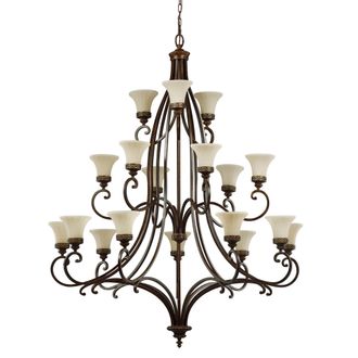 Netlighting Drawing Room 18 Light Multi Arm Chandelier Walnut Finish E27