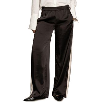 Sanctuary Satin Track Pants in Black at Nordstrom, Size Medium