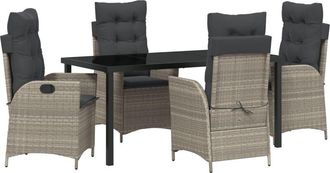 vidaXL Garden Dining Set 5 pcs Light Grey Poly Rattan Vidaxl