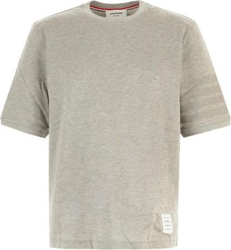 Thom Browne Grosgrain-trim T-shirt van katoenen jersey - Heren - T-shirts - Grijs - XL - Katoen - Tops