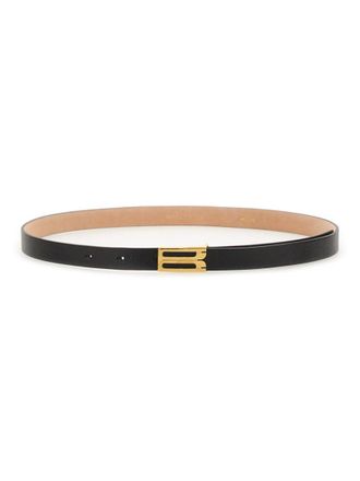 Victoria Beckham Black Textured Buckle Belt