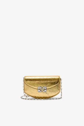 Ganni Gold Lulu Wallet On Chain in Metallic