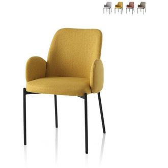 Aqa 2 x sedie imbottite per cucina moderne in tessuto con braccioli Antea - Giallo