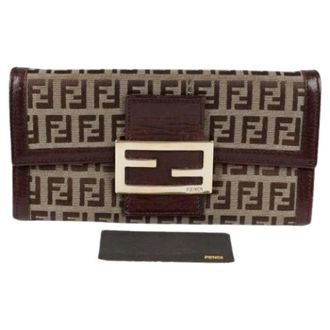 Fendi Pre-owned Wallets, female, Brown, Size: ONE SIZE Pre-owned Juka Long Wallet