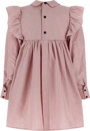Ganni Striped Oxford Cotton Dress - Pink