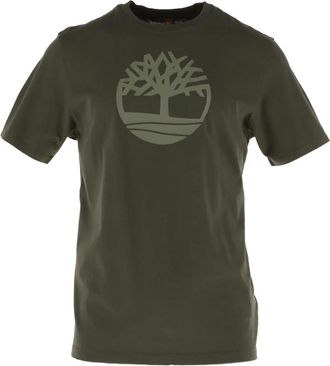 Timberland Bedruikt Katoenen T-shirt met Ronde Hals - Heren - T-shirts - Groen - M - Katoen - Tops