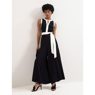 Phase Eight Elowen Wide Leg Jumpsuit in Black/ivory at Nordstrom, Size 14