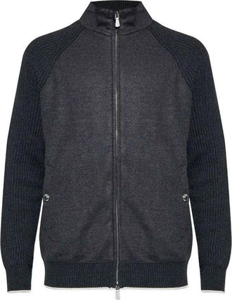 Eleventy Full Zip Jacket Gray And Sand