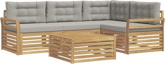 vidaXL Conjunto De Sof&aacute;s De Exterior 5 Uds. Blanco Y Gris Claro Vidaxl
