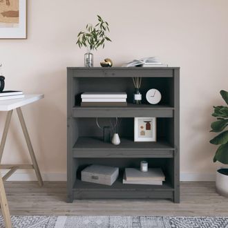 Berkfield Home Book Cabinet Grey 80x35x97 cm Solid Wood Pine | Size: 80 x 35 x 97 cm