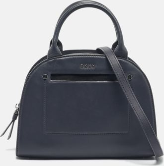 DKNY Dkny Blue Leather Logo Satchel