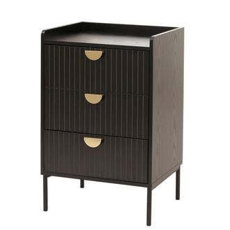 Hhg Nunca Usado] C&oacute;moda Hhg 307, Mueble Alto, 3 Cajones Melamina Mdf 77x50x42cm, Aspecto Madera Negro