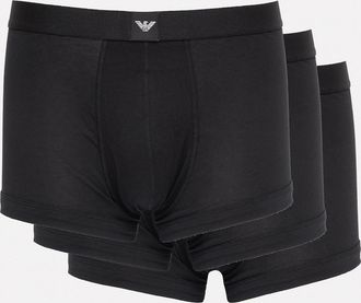Emporio Armani Mens Emporio Armani 3 Pack Mens Trunks with Eagle Logo Label - Black/Black/Black MC061 - Size: 35/34/32/9.5/13/12.5/12/11.5/11/9/16/15.5/15/14.5/14/1