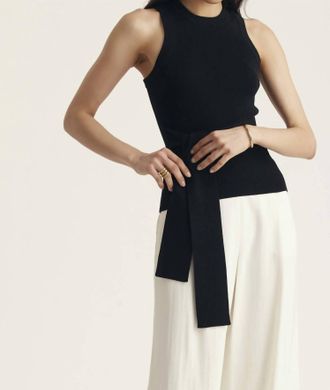 Toccin Molly Sleeveless Tie-Front Top In Jet Black